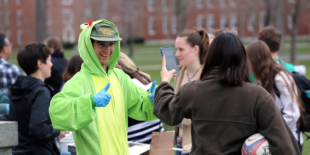 Bowdoin students celebrate Earth Day on the Quad.